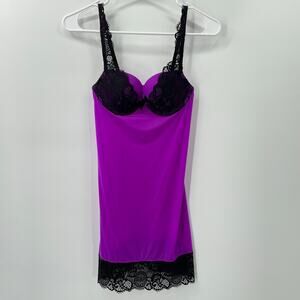 Victoria’s Secret Babydoll Chemise Padded Push-Up Slip, Sz. 34B Purple & Black